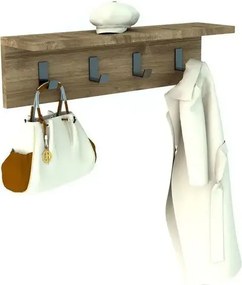 Cuier cu 4 agatatori si polita, Anatolya Homs,  60 x 16 x 15 cm, nuc