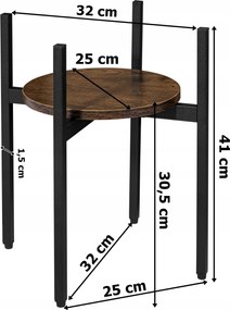 Suport rotund pentru flori TAYLOR ⌀ 32 cm, rustic maro/negru