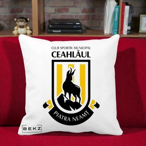 Perna Personalizata CSM Ceahlaul Piatra Neamt Fotbal, 40x40 cm, Alba Mata, Husa Detasabila, Perna Inclusa, BEKZ®
