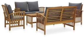 3057981 vidaXL Set mobilier grădină cu perne, 5 piese, lemn masiv de acacia