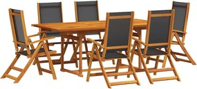 vidaXL Set mobilier de grădină, 7 piese, lemn masiv acacia/textilenă