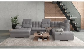 Colțar gri extensibil, cu spațiu de depozitare (cu colț pe partea dreaptă, în formă de "U") Merkur – Ropez