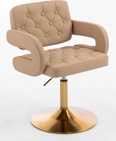 HR8403N Scaun Caramel Piele Ecologica Premium Soft cu Bază Aurie