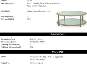 Masuta design LUX pentru Exterior, Lemn, Sticla, Anthony