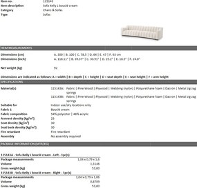 Canapea design LUX Kelly L boucle crem 115143 HZ