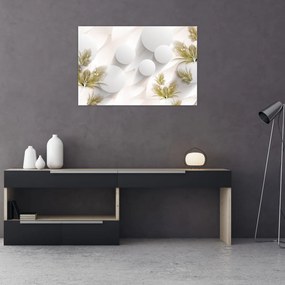 Tablou - 3D cercuri cu flori (90x60 cm)