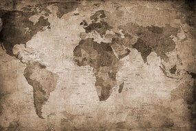 Tapet WORLD MAP, BROWN