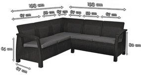 Set de colț de grădină Corfu relax din ratan artificial cappuccino