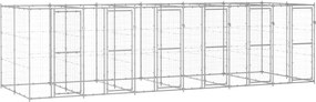 vidaXL Padoc pentru câini de exterior, 14,52 m², oțel galvanizat