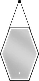 Mexen Orla oglindă de baie iluminată 50 x 70 cm, LED 6000K, anti-abur, cadru negru - 9815-050-070-611-70