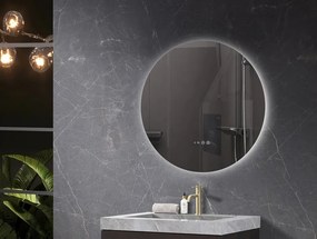 Oglindă baie, Multifuncțională, Iluminare LED Touch, Ceas digital încorporat, Sistem Dezaburire, ramă aluminiu, 60x60 cm