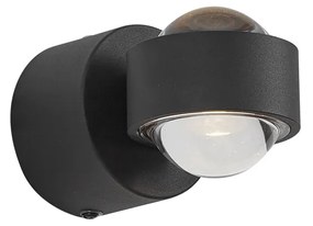 Lampă de perete de design neagră cu LED inclus IP44 - Lens