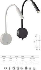 Aplica de perete cu reader LED BOAVISTA alb