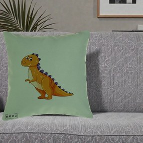 Perna Decorativa T-Rex Portocaliu, 40x40 cm, Verde, Husa Detasabila, Perna Inclusa, BEKZ®