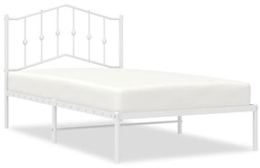 373832 vidaXL Cadru de pat metalic cu tăblie, alb, 100x190 cm