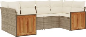 vidaXL Set canapele de grădină cu perne, 6 piese, bej, poliratan