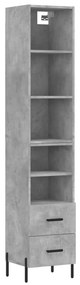 3189777 vidaXL Dulap înalt, gri beton, 34,5x34x180 cm, lemn prelucrat
