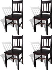 vidaXL Scaune de bucătărie, 4 buc., maro închis, lemn de pin