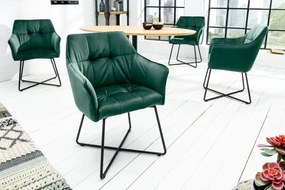 Set de 2 scaune elegante cu cotiere confortabile Loft, verde