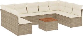 vidaXL Set canapele de grădină cu perne, 10 piese, bej, poliratan