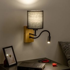 Lampă LED de perete Brilagi NUBILA WOOD 1xE27/25W/230V + LED/3W stejar/negru