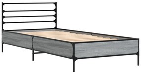 845625 vidaXL Cadru de pat, gri sonoma, 75x190 cm, lemn prelucrat și metal
