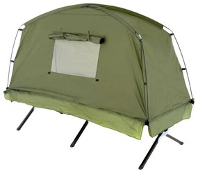 Cort portabil cu pat, structură oțel, verde, anti-insecte, 1