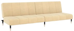 337580 vidaXL Canapea extensibilă cu 2 locuri, crem, catifea