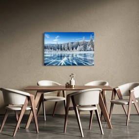 Tablou cu lacul înghețat și copacii înzăpeziți (90x60 cm)