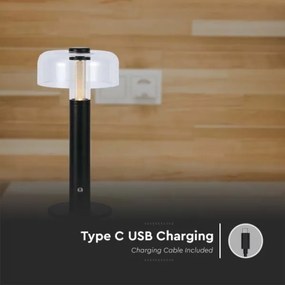 Lampă de birou LED reglabilă, reîncărcabilă, 1W, 5V, 3000K, 1800 mAh, neagră