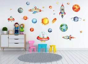 Autocolant colorat pentru copii, cu motiv spațial 80 x 160 cm