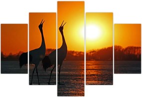Tablou cu păsări în apus de soare (150x105 cm)