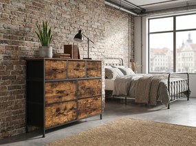 Comoda cu sertare textile TORVANI, rustic maro/negru