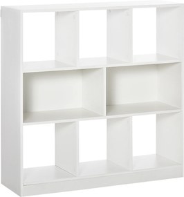 HOMCOM Bibliotecă Raft cu 8 Compartimente, Bibliotecă Modernă pentru Camera de Zi, Dormitor, Birou, 97.5x30x100 cm, Alb | Aosom Romania