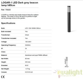 Stalp LED iluminat exterior design modern LOGAR-1 H65cm 75605
