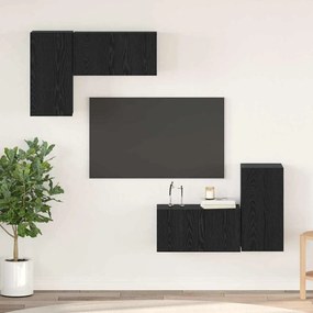 vidaXL Set Cabinet TV cu raft cu depozitare cu ușă 4 pcs Stejar negru 60 x 30 x 30 cm
