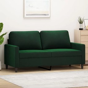 Canapea cu 2 locuri, verde inchis, 140 cm, catifea