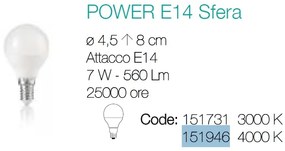 Bec LED E14 Sfera 7W, 3000 K 151731