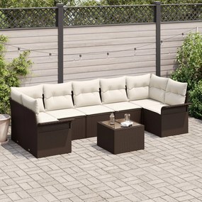 vidaXL Set de canapele pentru grădină 8 pcs Maro Rattan poli