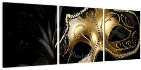 Tablou masca aurie (cu ceas) (90x30 cm)