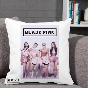 Perna Personalizata K-pop BLACKPINK Poster Roz Tinute Coordonate, 40x40 cm, Alba Mata, Husa Detasabila, Perna Inclusa, BEKZ®