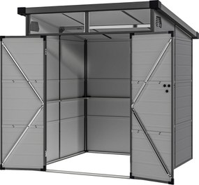 Outsunny Șopron pentru Grădină din Plastic cu Ferestre și Orificii de Ventilație, 190x191x215 cm, Gri Deschis | Aosom Romania