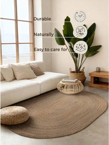 Covor în culoare naturală închisă reversibil/țesut manual din iută 160x230 cm Braided – Hanse Home