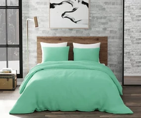Lenjerie de pat matrimonial Premium Ranforce uni verde / 200x220 cm dimensiune standard