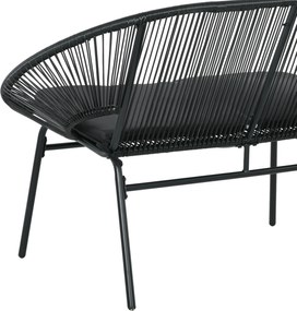 Outsunny Bancă Acapulco cu Brațe, Perne și Cadru din Oțel, Greutate Maximă 260 kg pentru Balcon, Terasă, Grădină 132x72x83 cm Negru | Aosom Romania