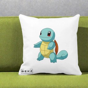 Perna Personalizata Squirtle Pokemon, 40x40 cm, Alba Mata, Husa Detasabila, Perna Inclusa, BEKZ®