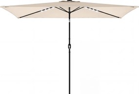 Outsunny Umbrelă de grădină cu 24 LED-uri solare Prelată înclinabilă Tija metalică 2,9x2,5 m crem | Aosom Romania