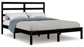 3104942 vidaXL Cadru de pat King Size, negru, 150x200 cm, lemn masiv