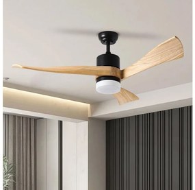 Ventilator LED de tavan ZEVENTI NATURITO LED/18W/230V Wi-Fi Tuya negru/stejar + telecomandă