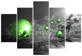 Tabloul bilelor verzi abstracte (150x105 cm)
